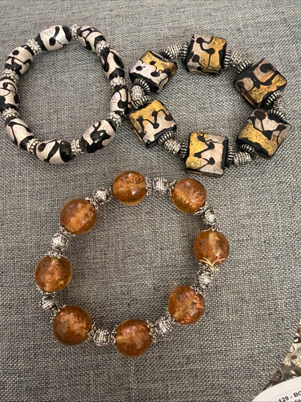 Handcrafted Women’s Stretch Bracelet Set in Gold, Silver, and Black